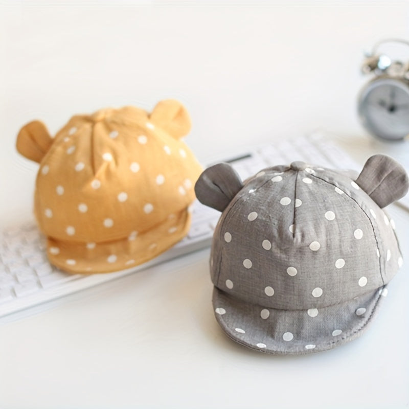 Kids Polka Dot Bear Ear Baseball Cap Sun Protection Hat