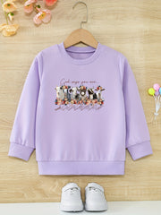 Floral Sheep Cartoon Girls Round Neck Sweatshirt Toddler Kids Tops Pullover