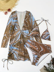 Marble Print Bikini Set & Cover Ups Plus Size