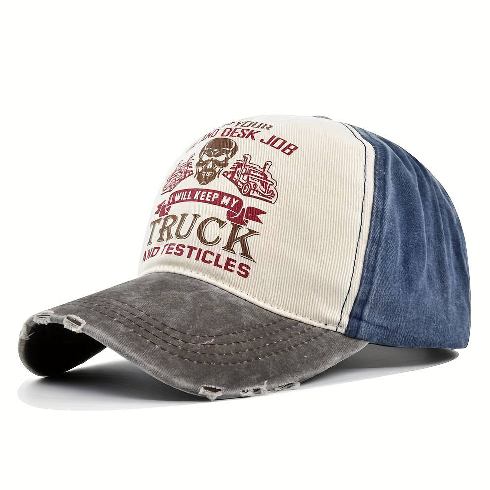 Creative Graffiti Print Baseball Cap Washed Distressed Hat