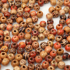 100pcs Dreadlock Flower Wood Round Beads DIY Bracelet Necklace Supplies