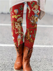 Cartoon Print High Rise Skinny Leggings