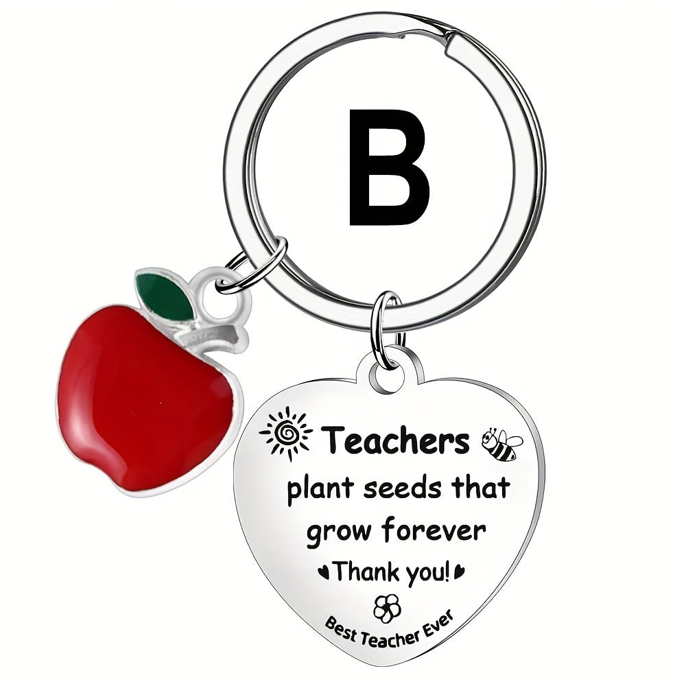 Heart Shaped Stainless Steel Keychain - Teacher Gift