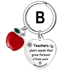 Heart Shaped Stainless Steel Keychain - Teacher Gift