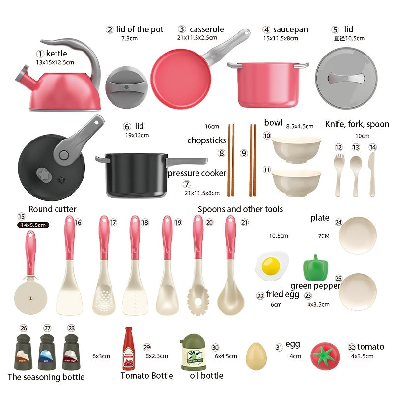 32pcs Kids Play Kitchen Cooking Pans Toys for Boys and Girls