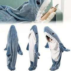Shark Shaped Blanket Soft Flannel Wearable Blanket