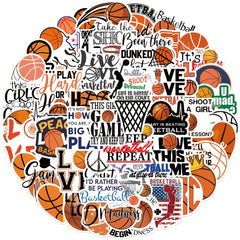 50pcs Basketball Sports Waterproof Stickers for Water Bottles Helmets Scooters