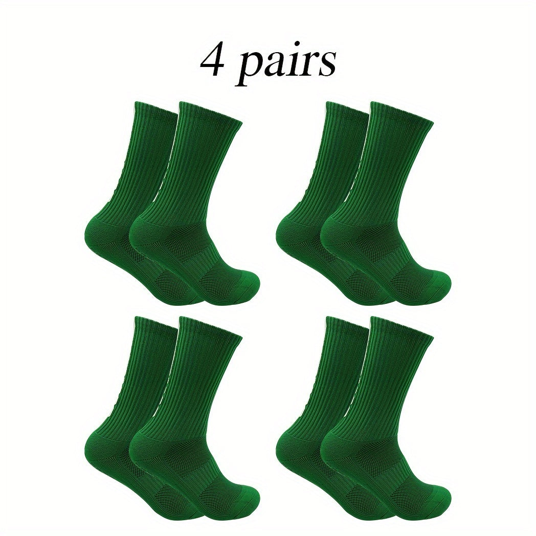 4 Pairs Non Slip Football Socks Breathable Crew Outdoor Sports Soccer Socks