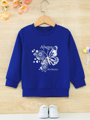 Girls Round Neck Sweatshirt Casual Comfort Fit Toddler Kids Tops Pullover