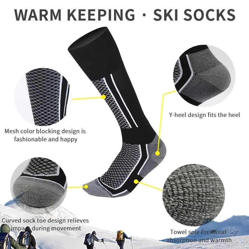 Men's Thermal Ski Socks - Heated Crew Socks for Winter