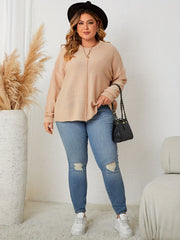Solid Long Sleeve Knit Top Round Neck Sweater