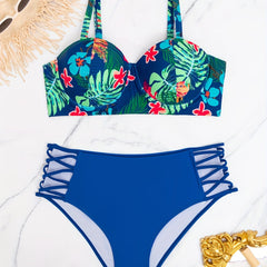 Tropical Print Bra & Panty Swimsuit Set