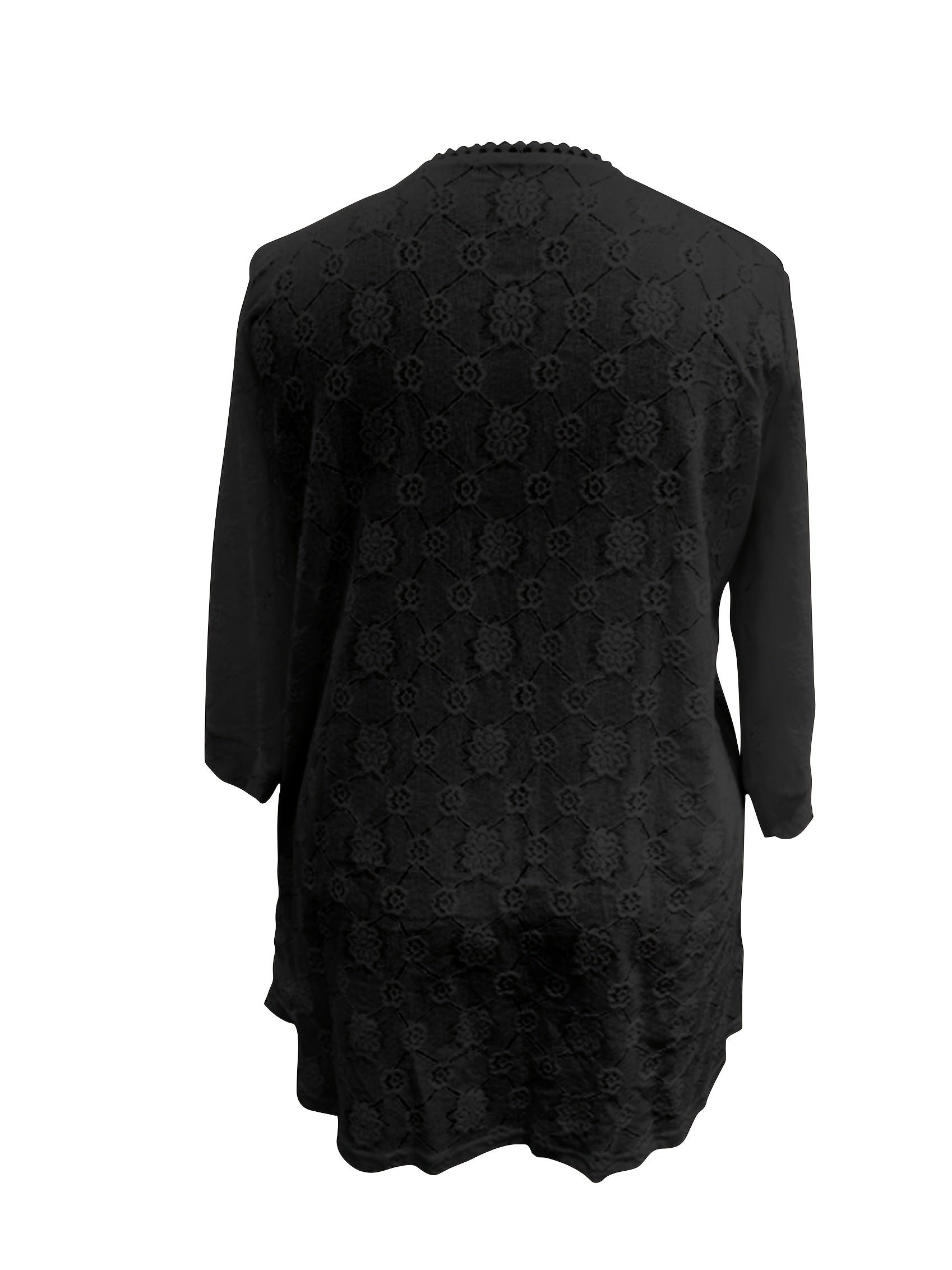Eyelet Embroidered Cardigan Three Quarter Sleeve Cover Up