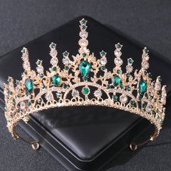 Baroque Crystal Golden Metal Bridal Crown Tiara Wedding Bridal Tiara
