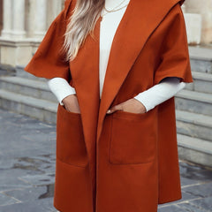 Vintage Hooded Coat with Pockets Women's Outerwear