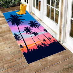 Tropical Palm Trees Pattern Carpet Purple Art Area Rug