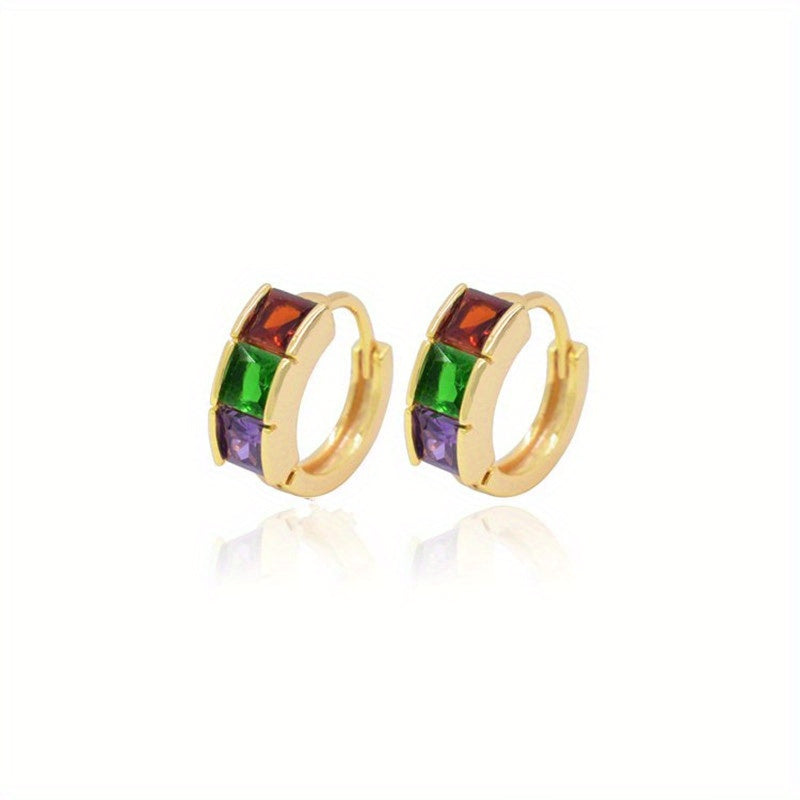 CZ Decor Hoop Earrings For Kids - Holiday Party Gift