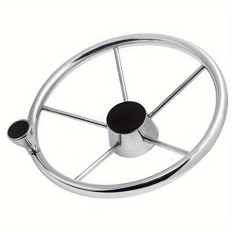 Stainless Steel Boat Steering Wheel 13 1/2in with Knob Grip