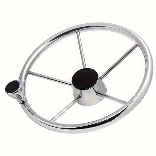 Stainless Steel Boat Steering Wheel 13 1/2in with Knob Grip