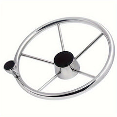 Stainless Steel Boat Steering Wheel 13 1/2in with Knob Grip