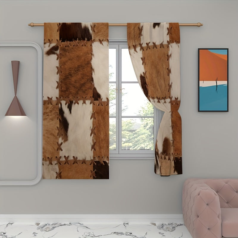Animal Fur Printed Translucent Curtains for Living Room Bedroom Home Decor