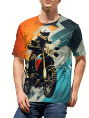 Men's Motorbiker Graphic Tee Casual Stretch Breathable