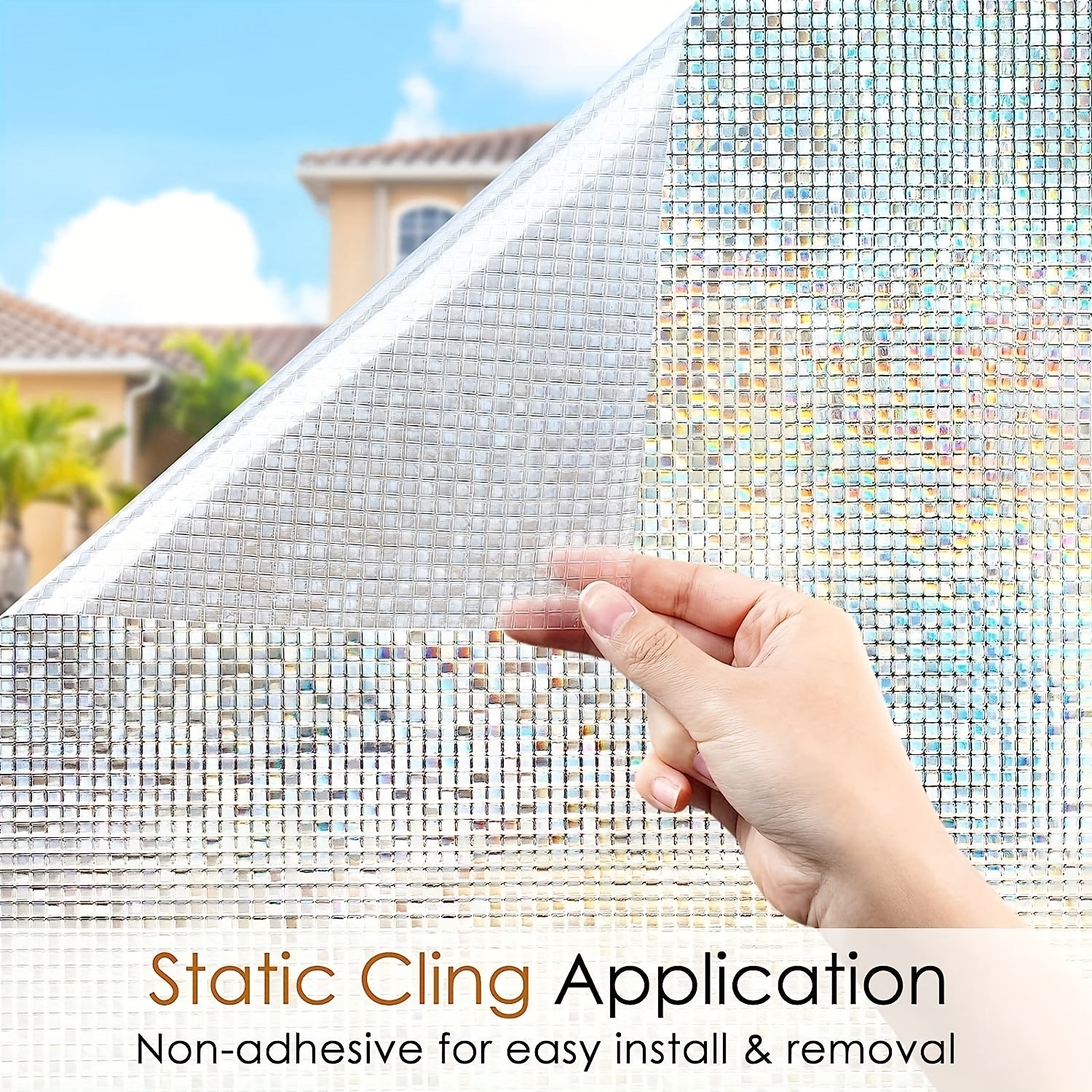 Frosted Mosaic Grid Privacy Glass Window Film