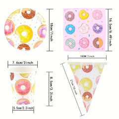 Donut Birthday Party Decorations Banner Plates Supplies For 10 Guests