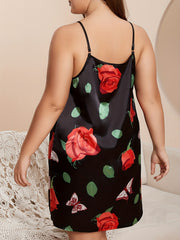 Rose & Butterfly Print Cami Nightdress & Robe Set