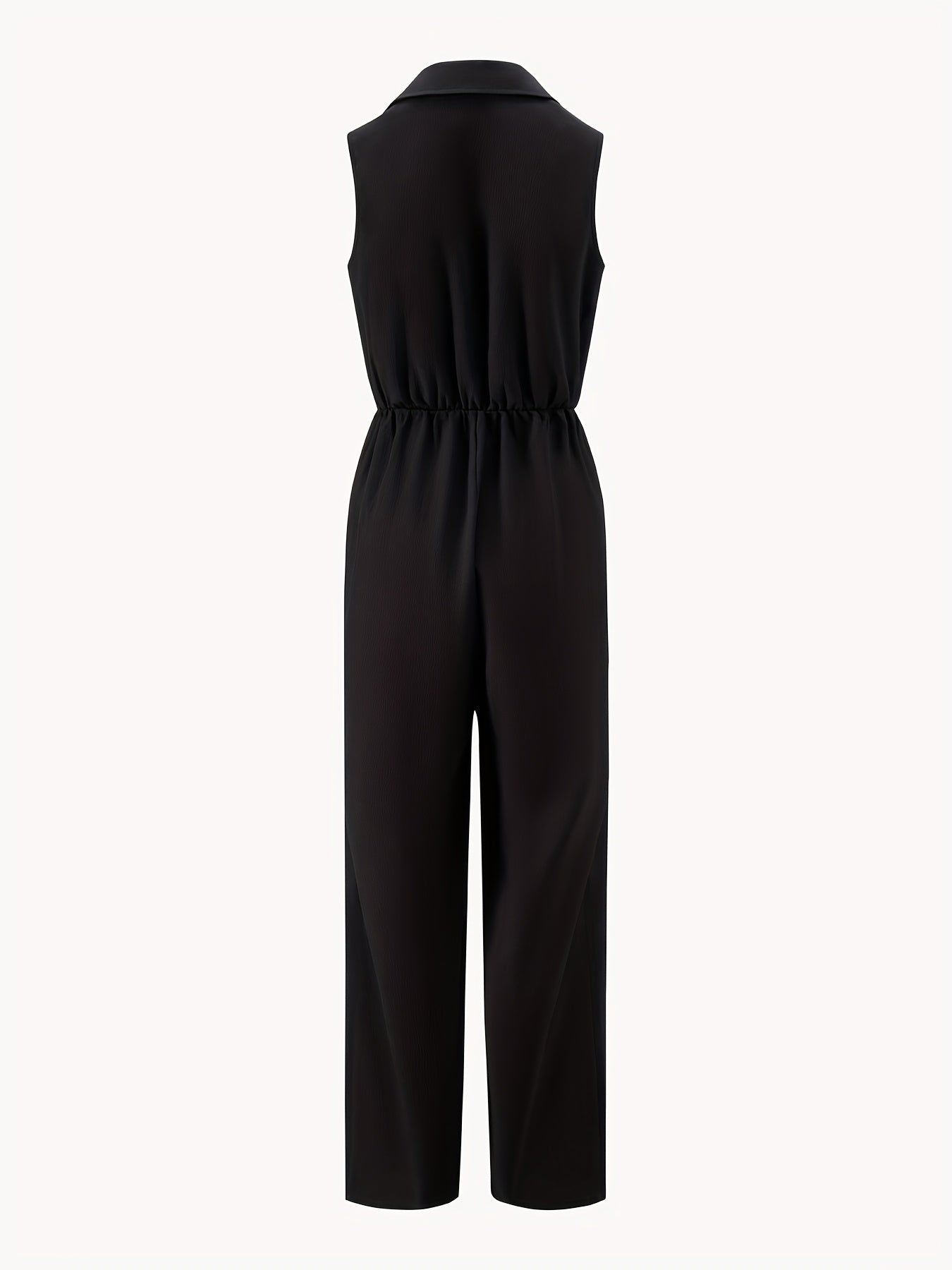 Casual Button Front Jumpsuit Drawstring Waist