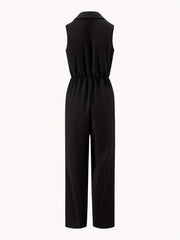 Casual Button Front Jumpsuit Drawstring Waist