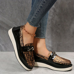 Women's Crocodile Loafers Low Top Slip On Shoes Casual Flats
