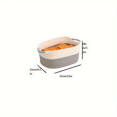 Cotton Rope Woven Storage Basket with Handle for Living Room