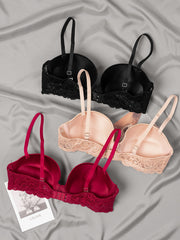 3pcs Lace Balconette Bras Push Up Bra Women's Lingerie