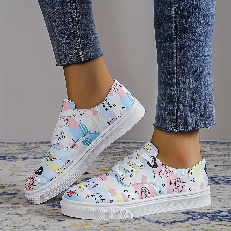 Graffiti Pattern Flat Shoes for Women - Non Slip Board Shoes