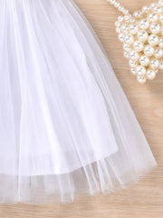 Baby Girls Casual Floral Embroidery Mesh Sleeveless Dress