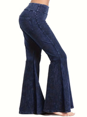 Flared Leg High Waist Long Pants Casual Women's Clothing
