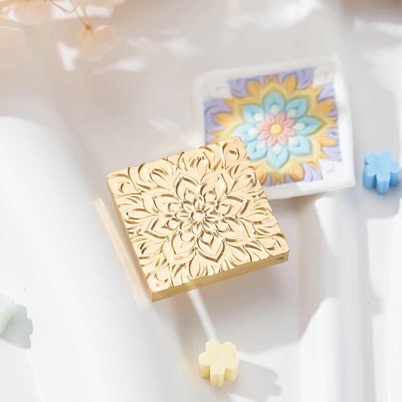 Brass Square Paint Seal Cat Window Bat Plant Flower Pattern Wax Sealing Tool