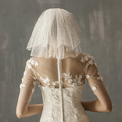 Bridal Veil Star Short Net Tulle Headpiece Puffy Wedding Hair Ornament