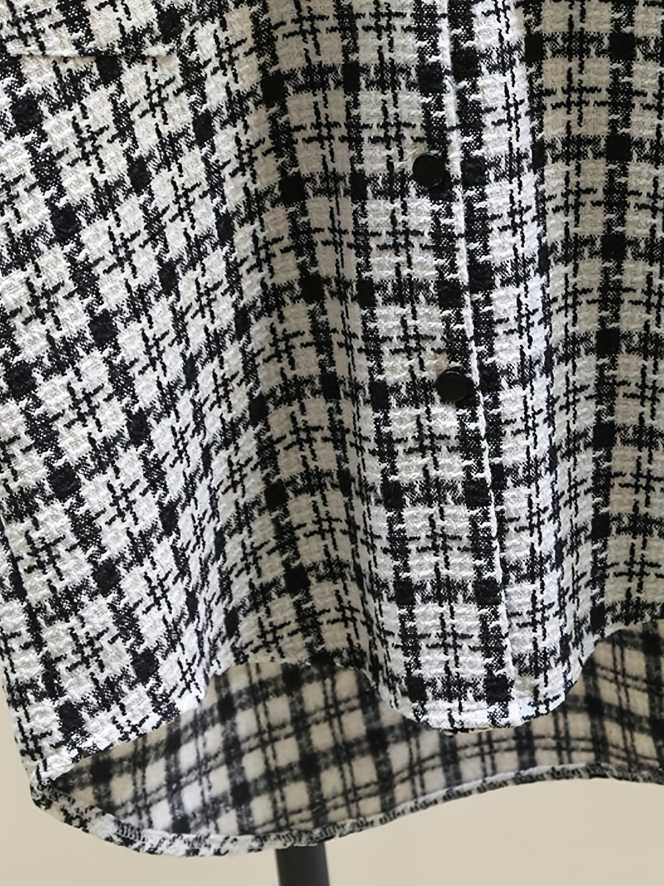 Tweed Plaid Drop Shoulder Jacket for Fall & Winter