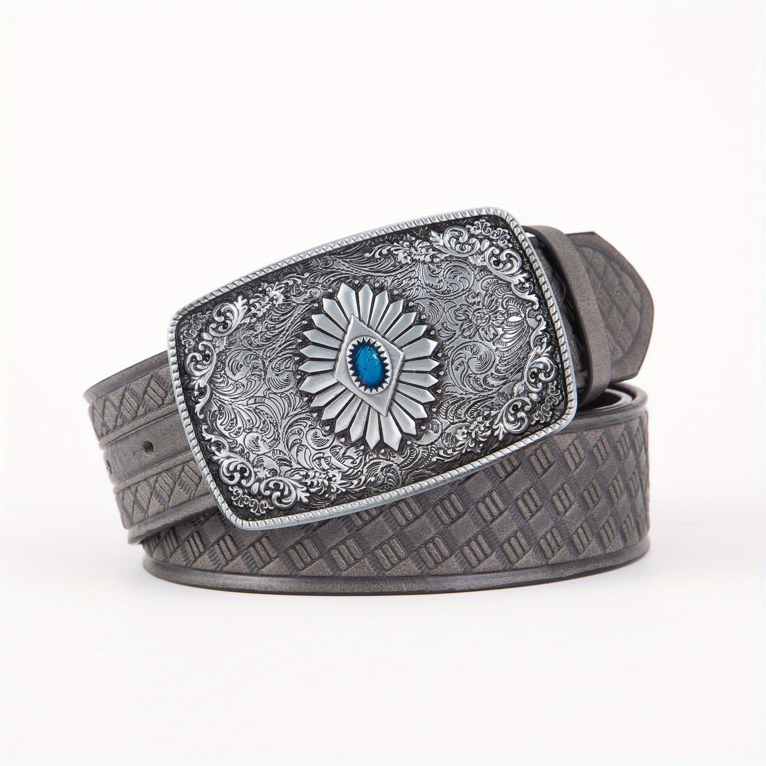 Retro Style High Embossed Big Eye Pattern Buckle Men's Belt