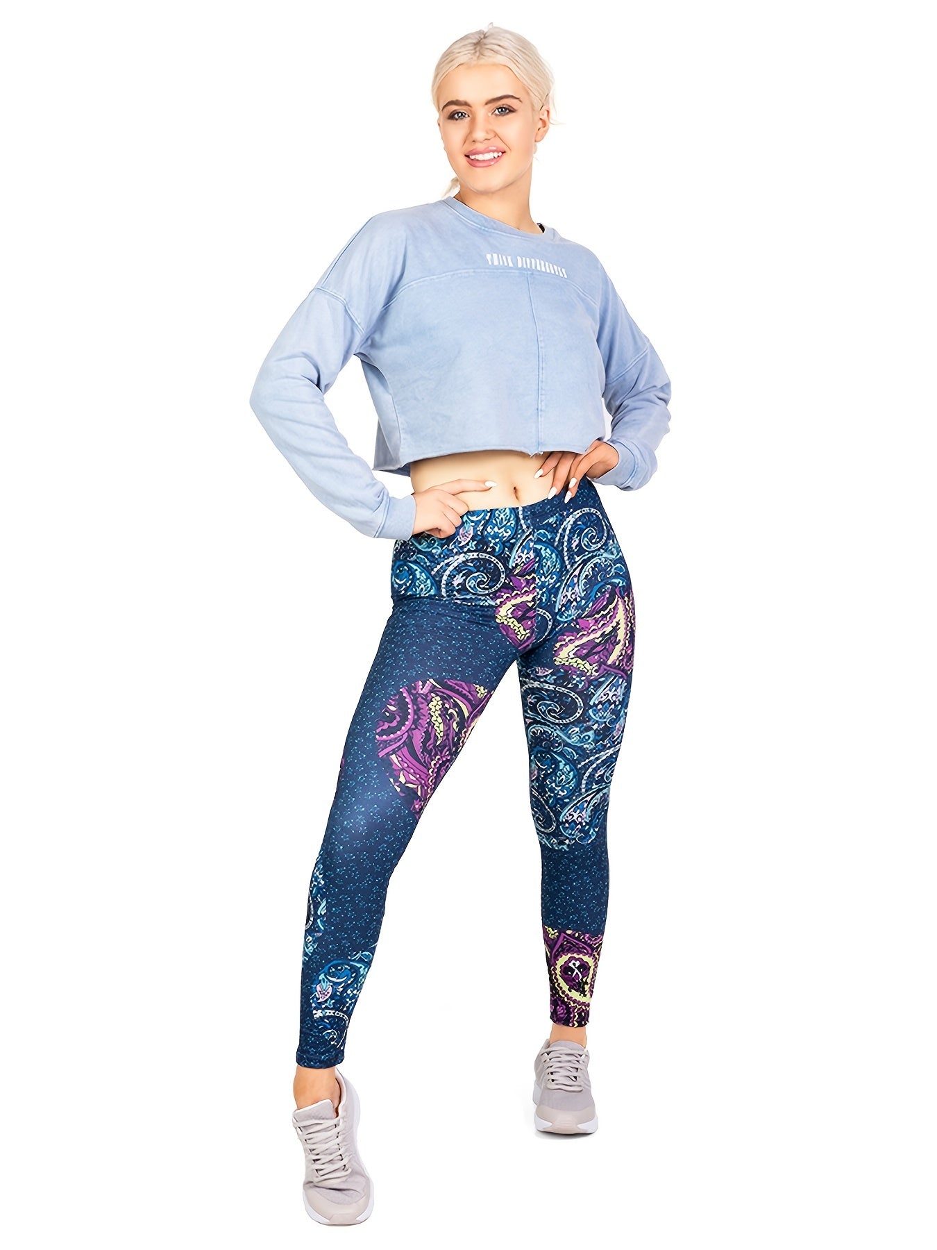 Colorful Cashews Print High Waist Leggings Women's Clothing