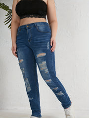 High Rise Skinny Jeans with Ripped Details