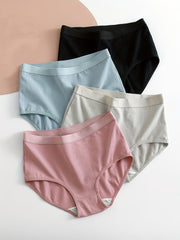 4pcs Comfy High Waist Briefs Women's Lingerie