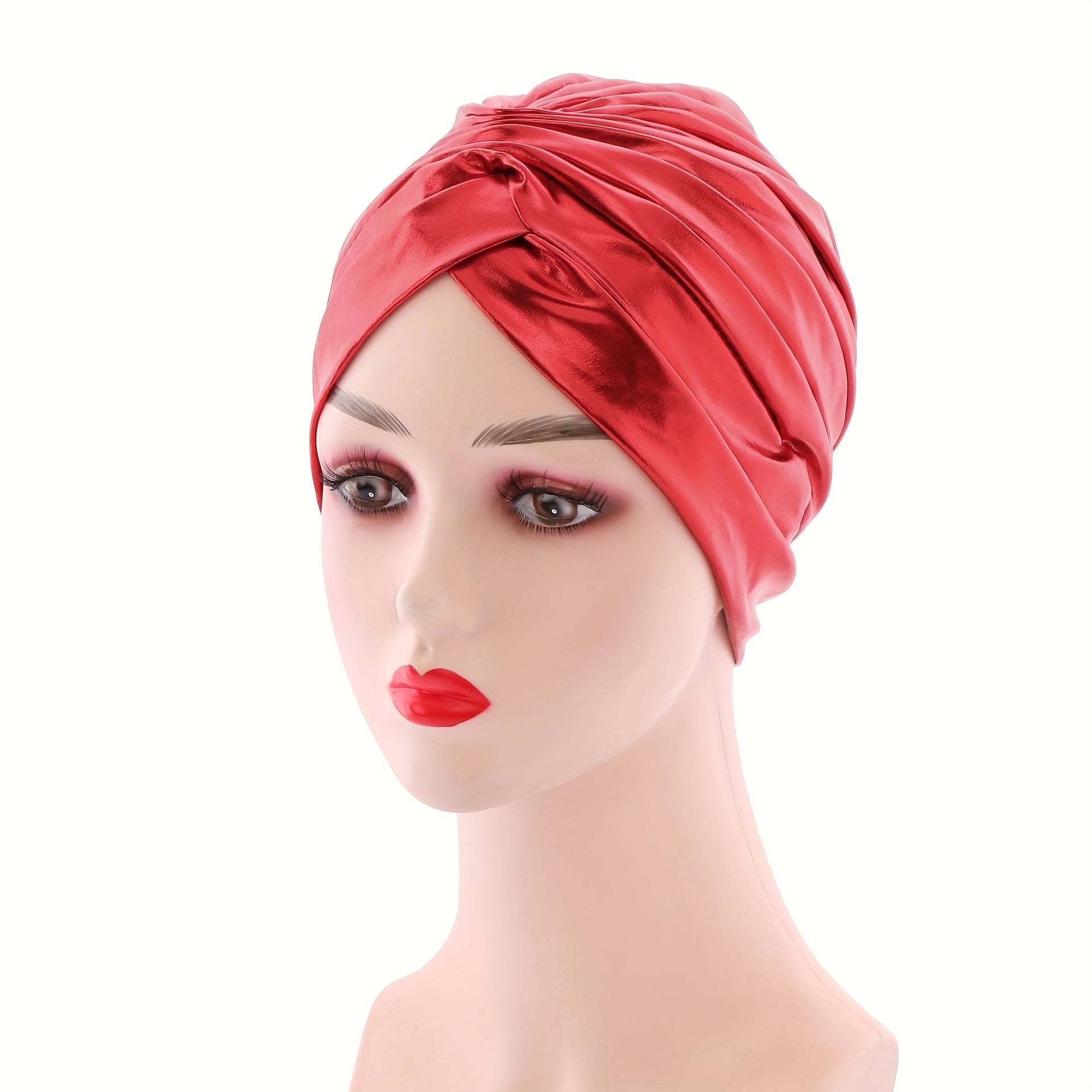 Pleated Turban Cap Elastic Head Wrap Lightweight Beanie Hijab Hats
