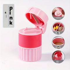 1pc Medicine Cutter Grinder Cup Storage Box 4 Functions Portable