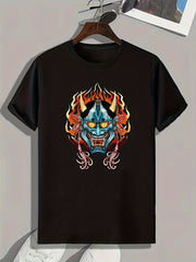 Demon Print Men's Comfy T-shirt for Outdoor Summer