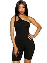 One Shoulder Cut Out Romper Jumpsuit Sexy Sleeveless Slim Romper
