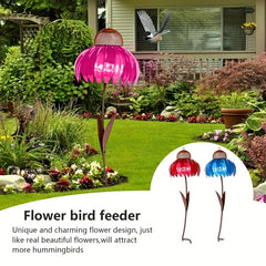 Metal Flower Bird Feeder Stake For Outdoor Garden