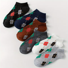 6 Pairs Argyle Ankle Socks for Women, Soft & Lightweight College Style Stockings